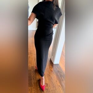 Zara Black Maxi dress with Sleek Draped Silhouette